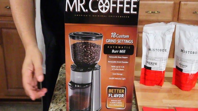 Mr. Coffee Automatic Silver Burr Mill Grinder with 18 Custom