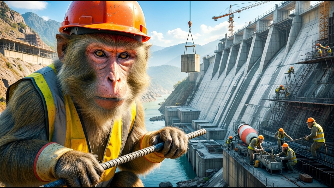 Indian Monkeys Build a Massive Dam 😱 | Giant Water Project (4K)