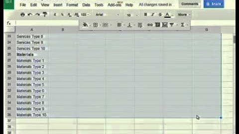 CAT 10-12 Using Google Docs - Spreadsheets - 1 Google Spreadsheet Basics