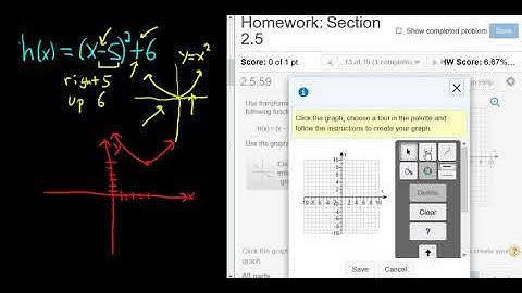 Sketch the Graph of h(x) = (x - 5)^2 + 6 using Transformations in MyMathlab