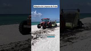 Máquina rebocada por trator para limpeza das praias #trator #praia #limpezadepraia #mecanica