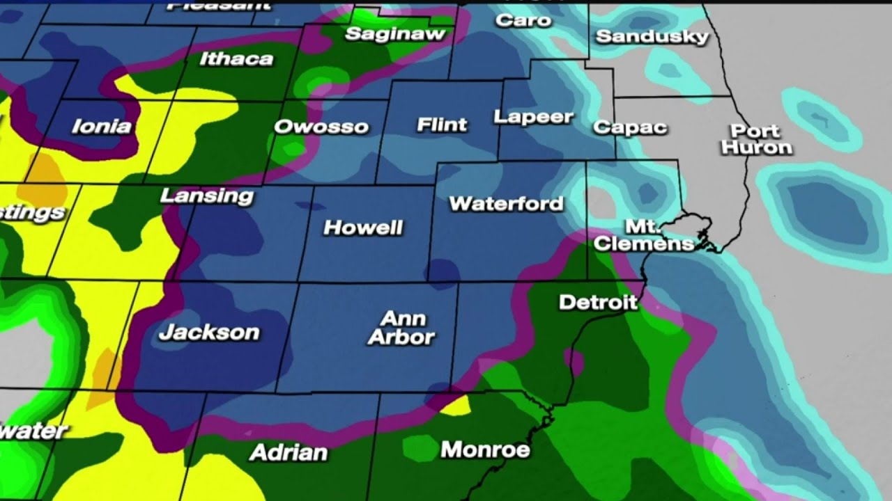 Metro Detroit weather: Rain, snow mixing to start the workweek - YouTube