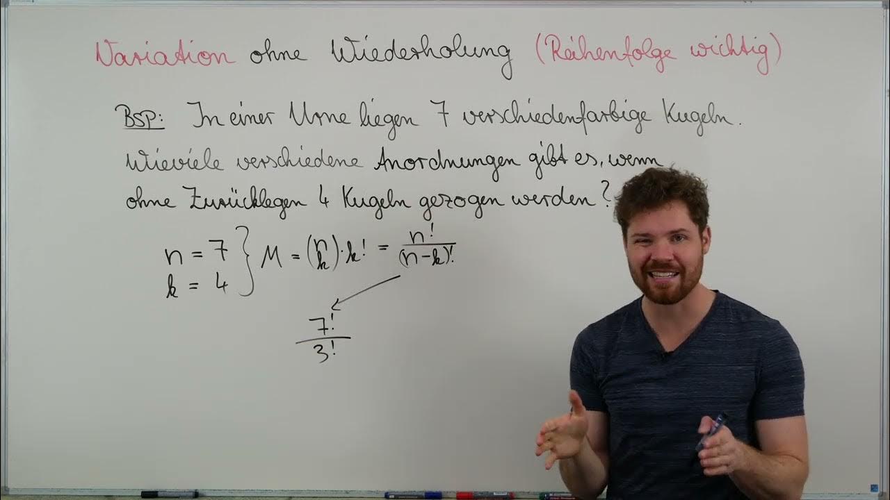Variation ohne Wiederholung. Bsp. Urne Kugel ziehen. Reihenfolge wichtig. Stochastik Aufgabe