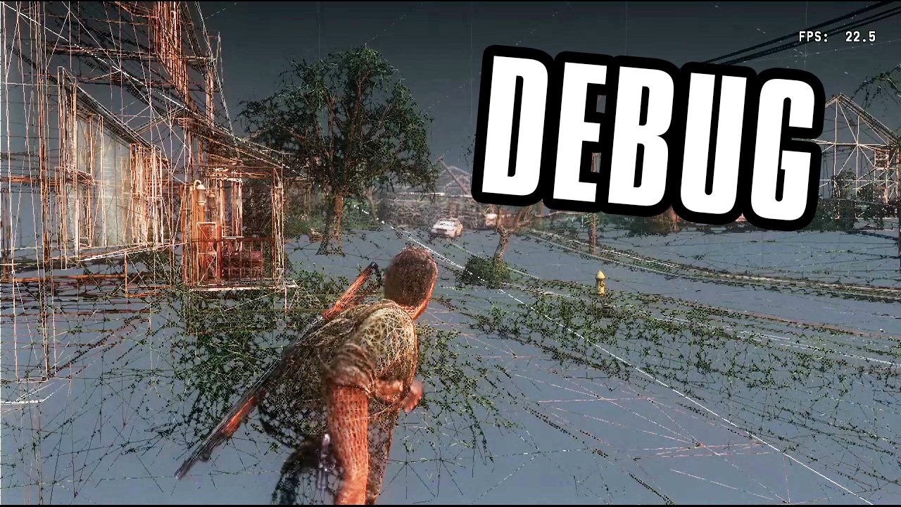 The Last of Us Debug Wireframe Mode - YouTube