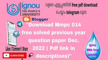 Mmpc 014 Dec 2022 free solved previous year question paper pdf links in description