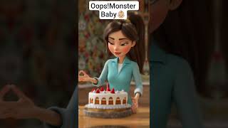 Monster Baby vs.Chocolate Cake!🎂Oops!AFRA Kids World💫#youtubeshorts#shorts#funny #chocolate#comedy