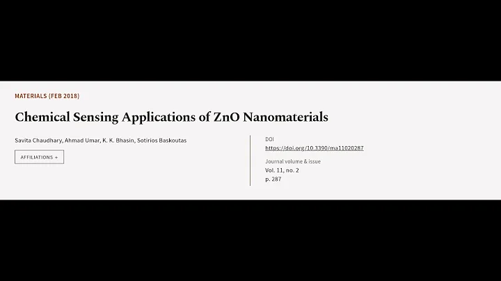 Chemical Sensing Applications of ZnO Nanomaterials | RTCL.TV