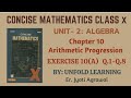 ICSE CLASS 10 || CONCISE MATHEMATICS || ALGEBRA || 10. Arithmetic Progression || Intro || Ex10 (A)