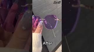Dreamy crystal purple photochromic glasses💃#eyeglasses #eyewear #frameless #rimless #colorchange