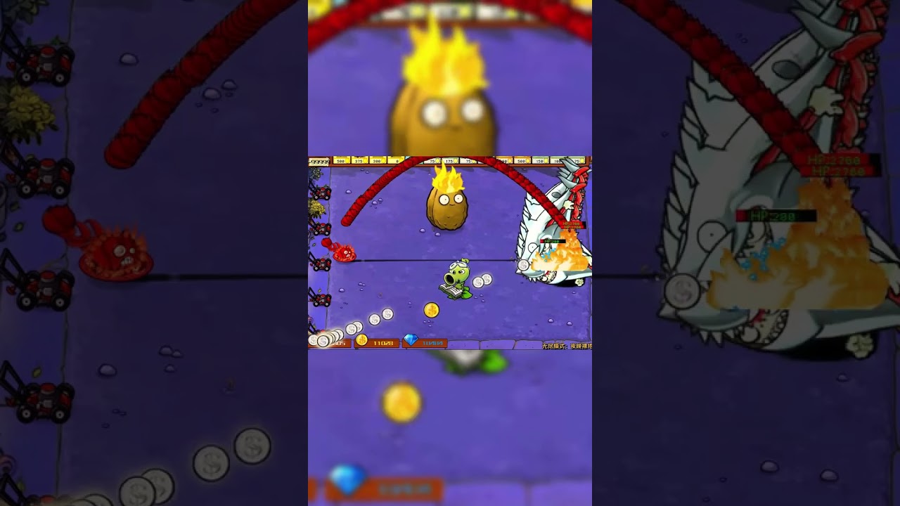 Plant attack speed increased by 1000 times VS120 shark zombies. 