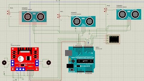 Obstacle avoiding robot simulate in Proteus software | Arduino, ultrasonic sensors and L298N