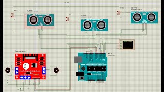 Obstacle avoiding robot simulate in Proteus software | Arduino, ultrasonic sensors and L298N