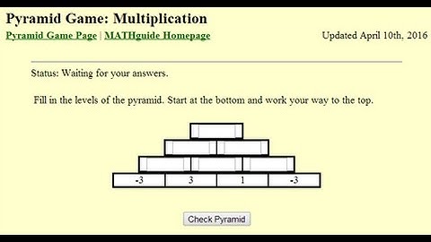 Pyramid Game: Multiplication