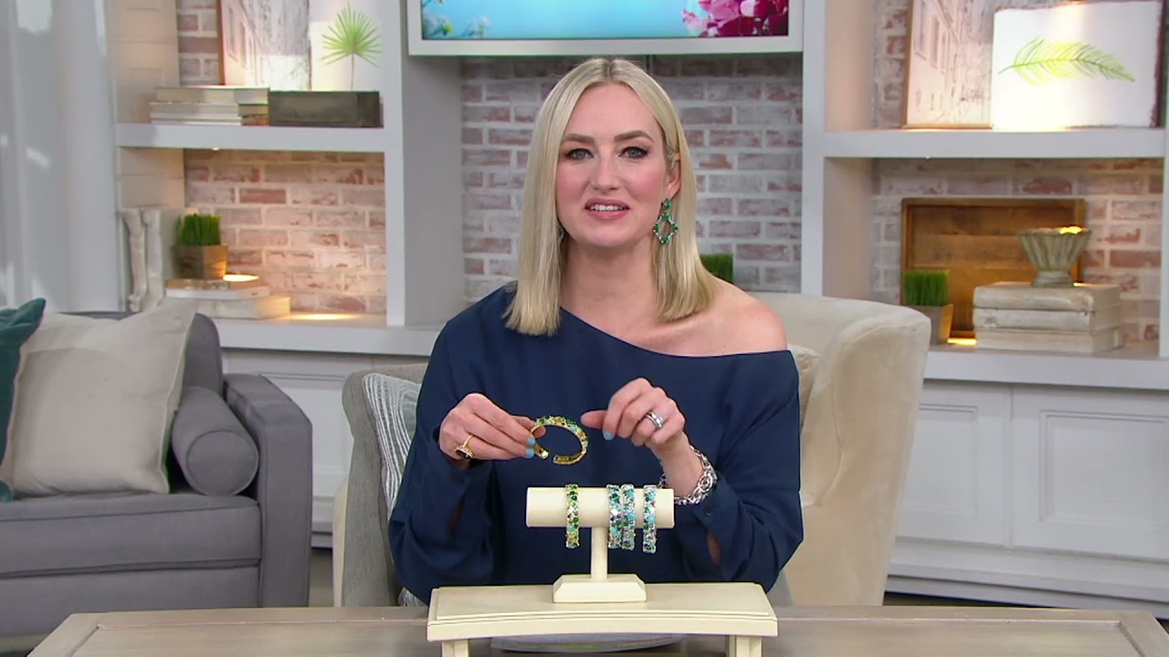 Judith Ripka Sterling Silver or 14K Clad Multi-Gemstone Cuff, 15.15cttw on QVC