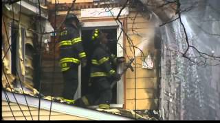 Firefighters battle blaze after explosion