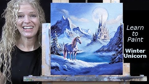 WINTER UNICORN- Learn How to Draw and Paint with Acrylics - Easy Beginner Acrylic Painting Tutorial