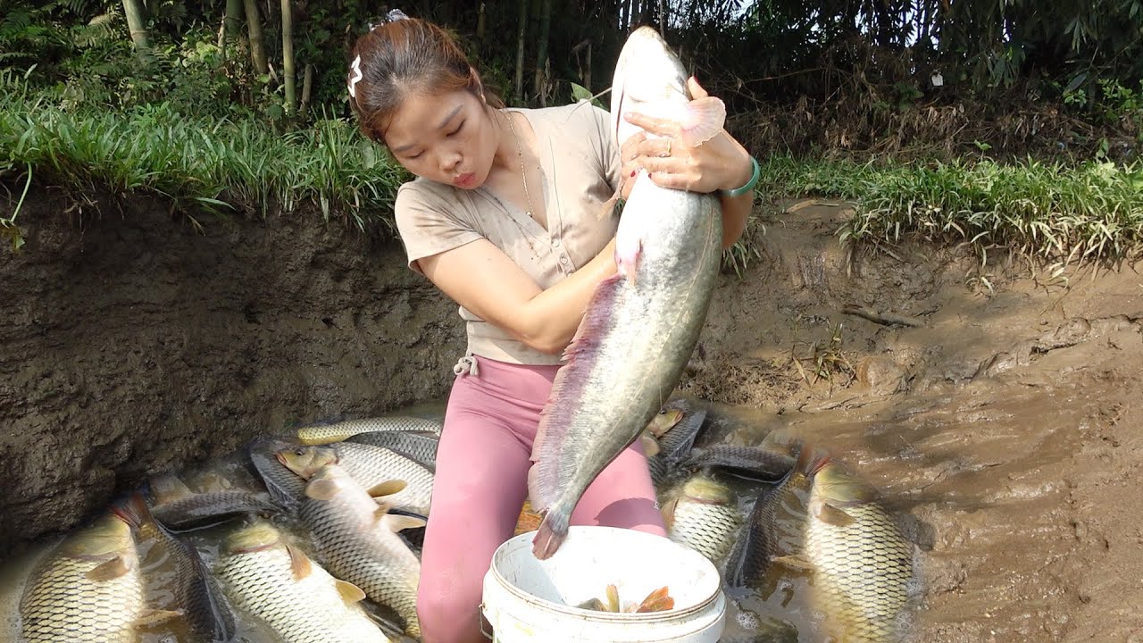 Hunting Wild Fish, Fishing Techniques in River and Lakes, Survival ...