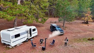 OFFGRID CARAVAN CAMPING IN FOREST | RAINY DAY