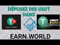 Earnworld  faire un dpt usdt sur son compte streakkearnworld blockchain opportunitesenligne