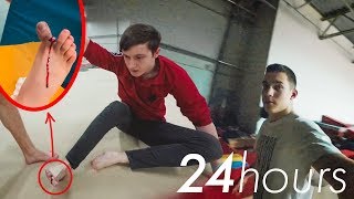 24 часа в ГИМНАСТИЧЕСКОМ ЗАЛЕ | 18+ Открытый ПЕРЕЛОМ пальца!! 24 HOURS IN THE GYM