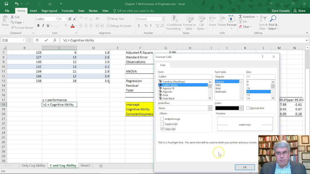 stepwise regression excel