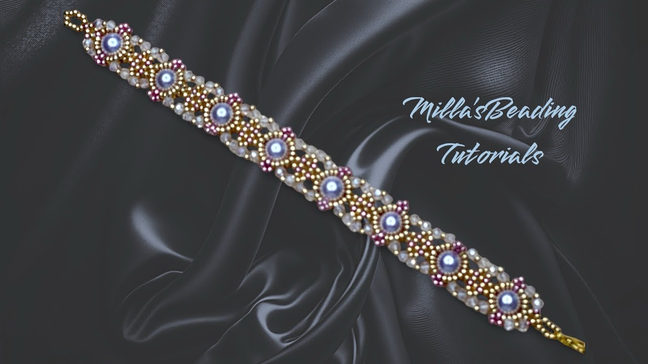 Rose Pearls and Crystals Beaded Bracelet 💎 