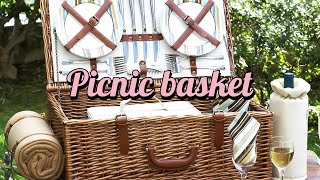 NienBam Dorset Wicker Pcnic Basket with Cutlery and Blanket for 4 screenshot 4