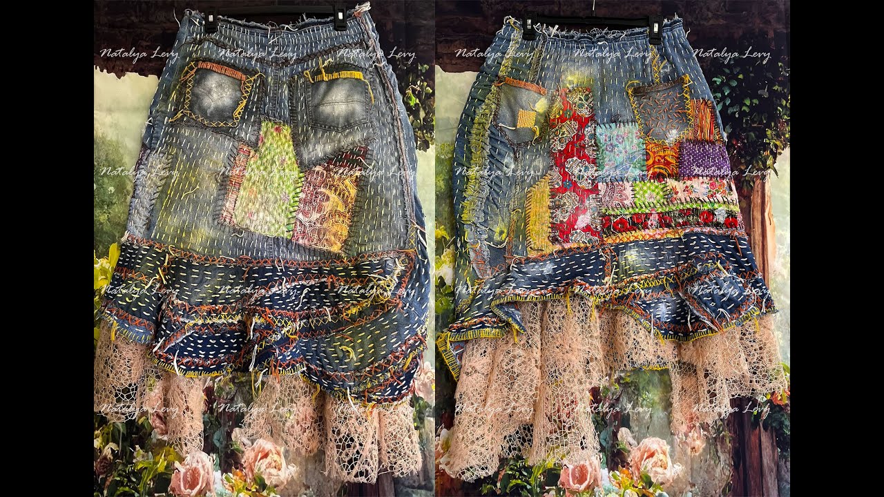 How to Make an Upcycled Grunge Boro-Inspired Denim Midi Skirt | Patchwork DIY