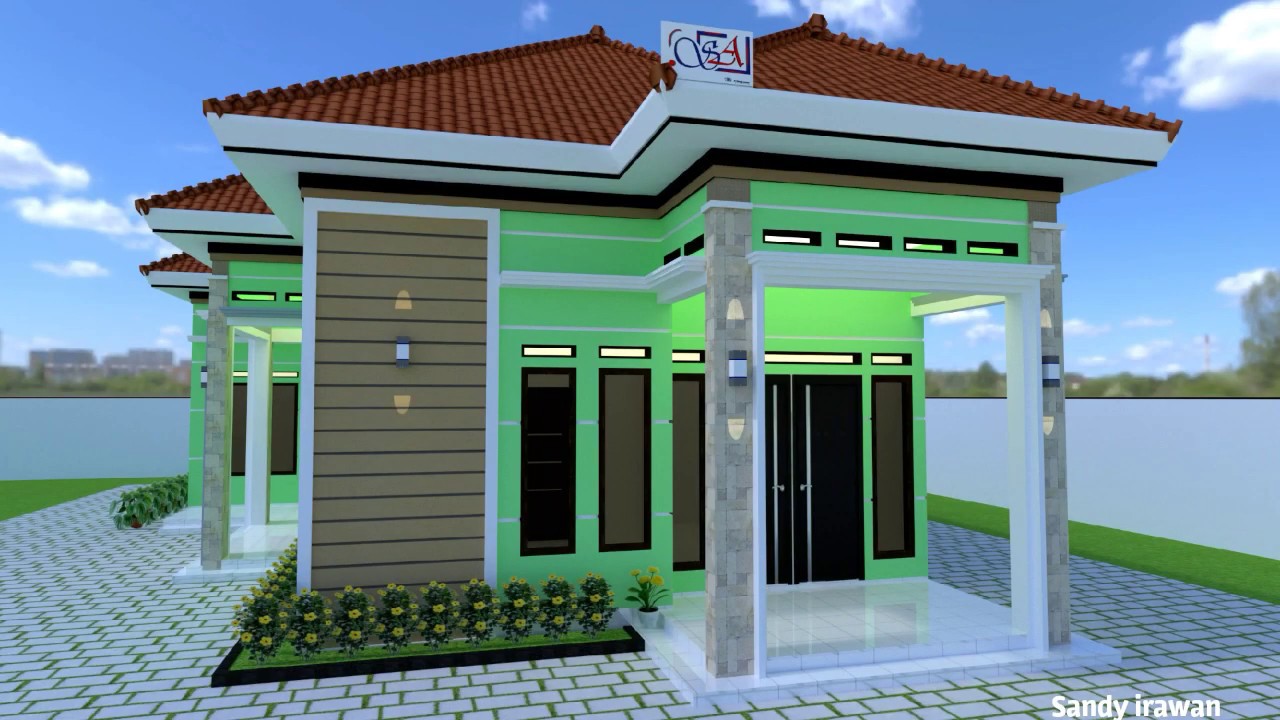  Desain  rumah 9x12 dengan 2 teras  samping  dan depan sandy 