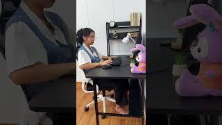 Bàn Làm Việc, Bàn Học Kèm Kệ CP2 Chân Đen Mặt Đen Bo Góc Fufutech 