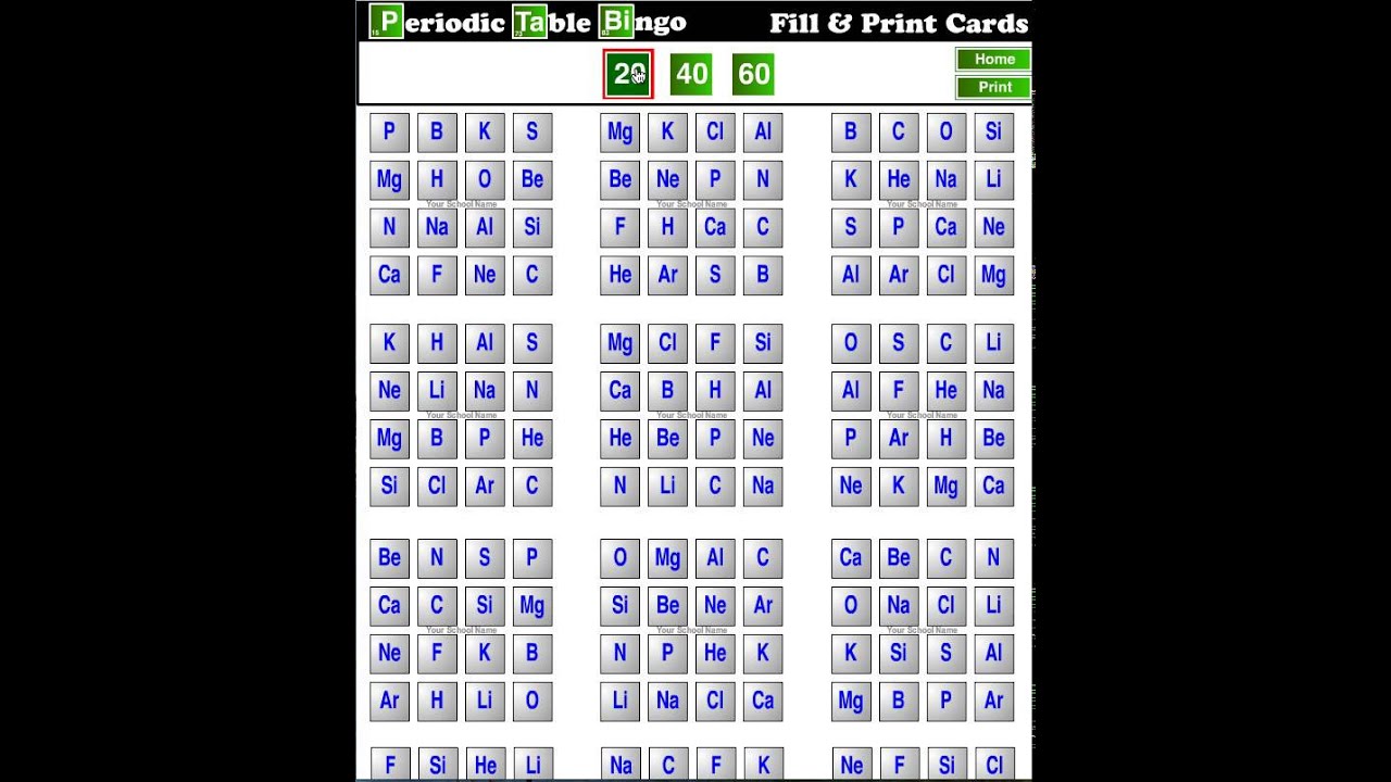 periodic table chemical bingo youtube