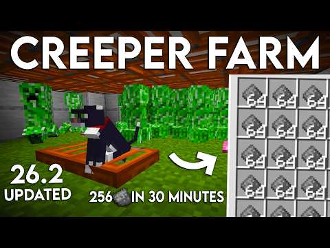 NEW AUTOMATIC UPDATED Minecraft Java 26.2 Creeper Farm Tutorial (Easy)
