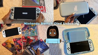 NINTENDO SWITCH OLED UNBOXING AND CUTE ACCESSORIES