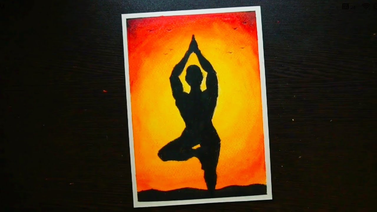 International Yoga Day Oil pastel drawing Yoga day special drawing