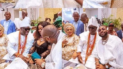 The moment Davido & Chioma Visit The Ooni Of Ife, Taiwo Afolabi's Daughter wedding.