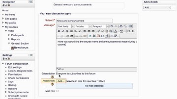 Moodle -  Adding news item in News forum