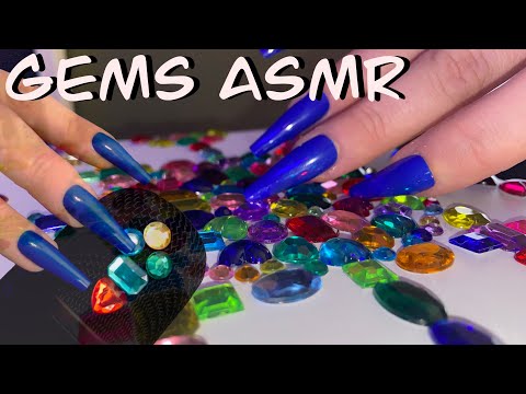 ASMR: Long Nails Tap & Scratch on Gems - Invisible Triggers - Mic Scratching - Camera Taps - Alisha