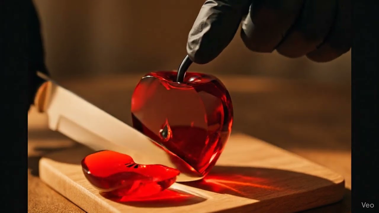 ASMR 💎 Knife Slicing a Perfect Crystal Glass Apple (Extreme Luxury Tapping & Cutting Sounds) 4K