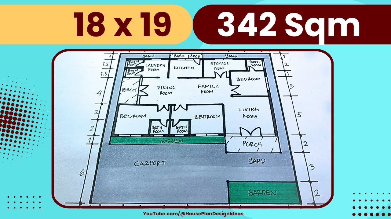 342 square meter House Plan Design 18x19 meters 3 Bedroom - YouTube