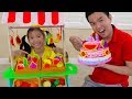 Wendy Pretend Play w/ Fruits Veggies & BIRTHDAY CAKE Food Toys at Grocery Store