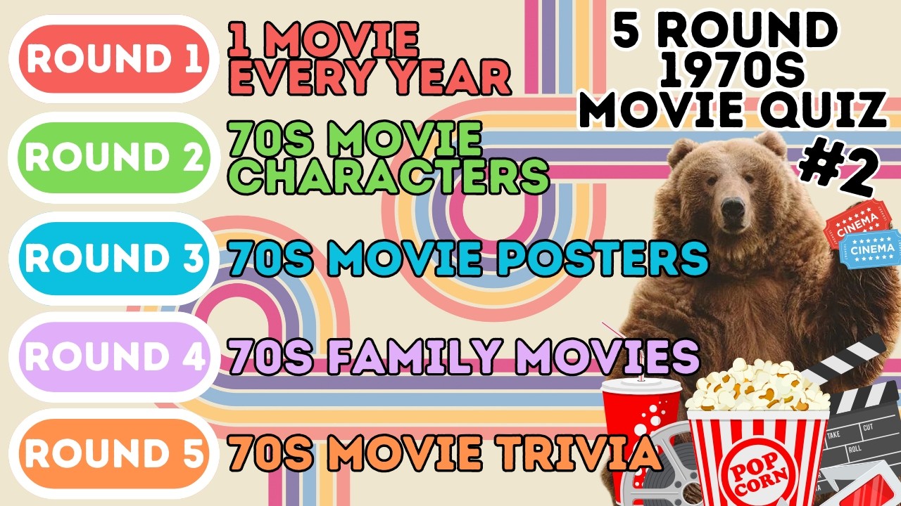 The 5 Round 1970s Movie Quiz | 1 Movie Every Year, Characters, Posters, Family & 70s Film Trivia (2)