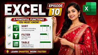 Excel Telugu Episode 10 | SORT, FILTER & TABLE Functions Explained Simply | By Ruchitha