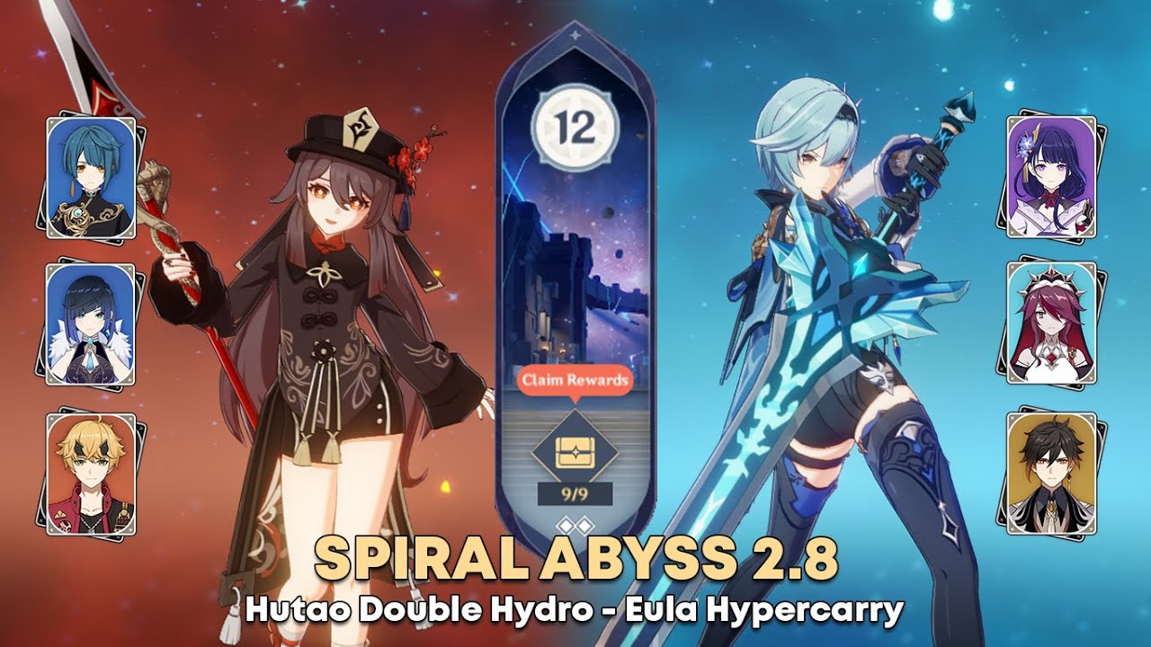 GI] 2.8 Spiral Abyss Floor 12 - F2P C0 Hutao Double Hydro And C0 Eula  Raiden