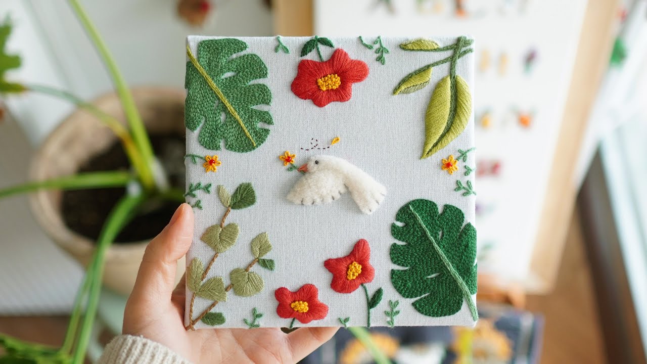 SUB) 정원 속의 새 1🕊, 프랑스 자수 A Bird in the Garden 1🕊, Hand Embroidery Tutorial