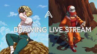 Android 18 and Bulma GO SHOPPING | 05.03.22 Drawing Live Stream p.II