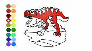 Mewarnai Dinosaurus, Tyrannosaurus rex, Coloring Pages, Dinosaurus Kartun