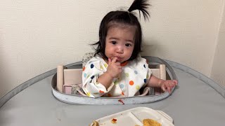 Today's breakfast is pancakes. 　#148 #離乳食 #blw #babyFood #child #baby #fun #home #girl #vlog