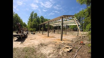 Timelapse Installing A 20x30x12 Open Pole Barn Kit With Steel Trusses Fimed With GoPro