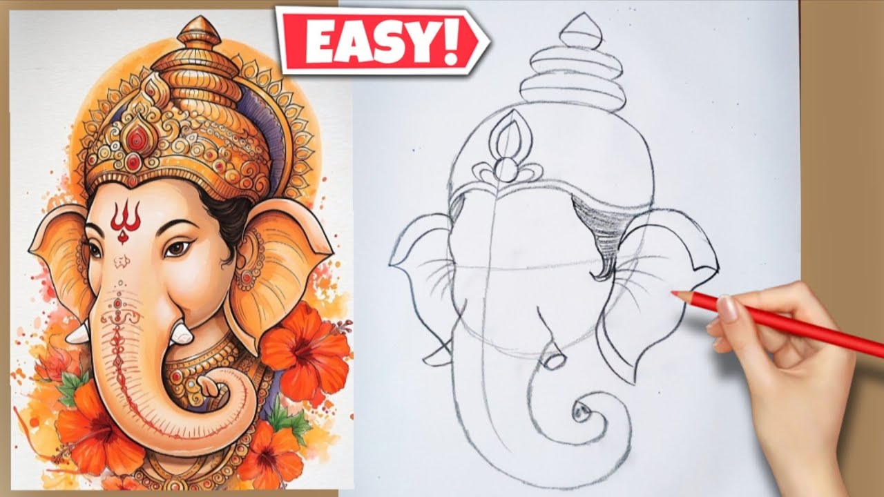 Lord Ganesha Drawing | How to draw Lord ganesha | Easy Ganesha drawing