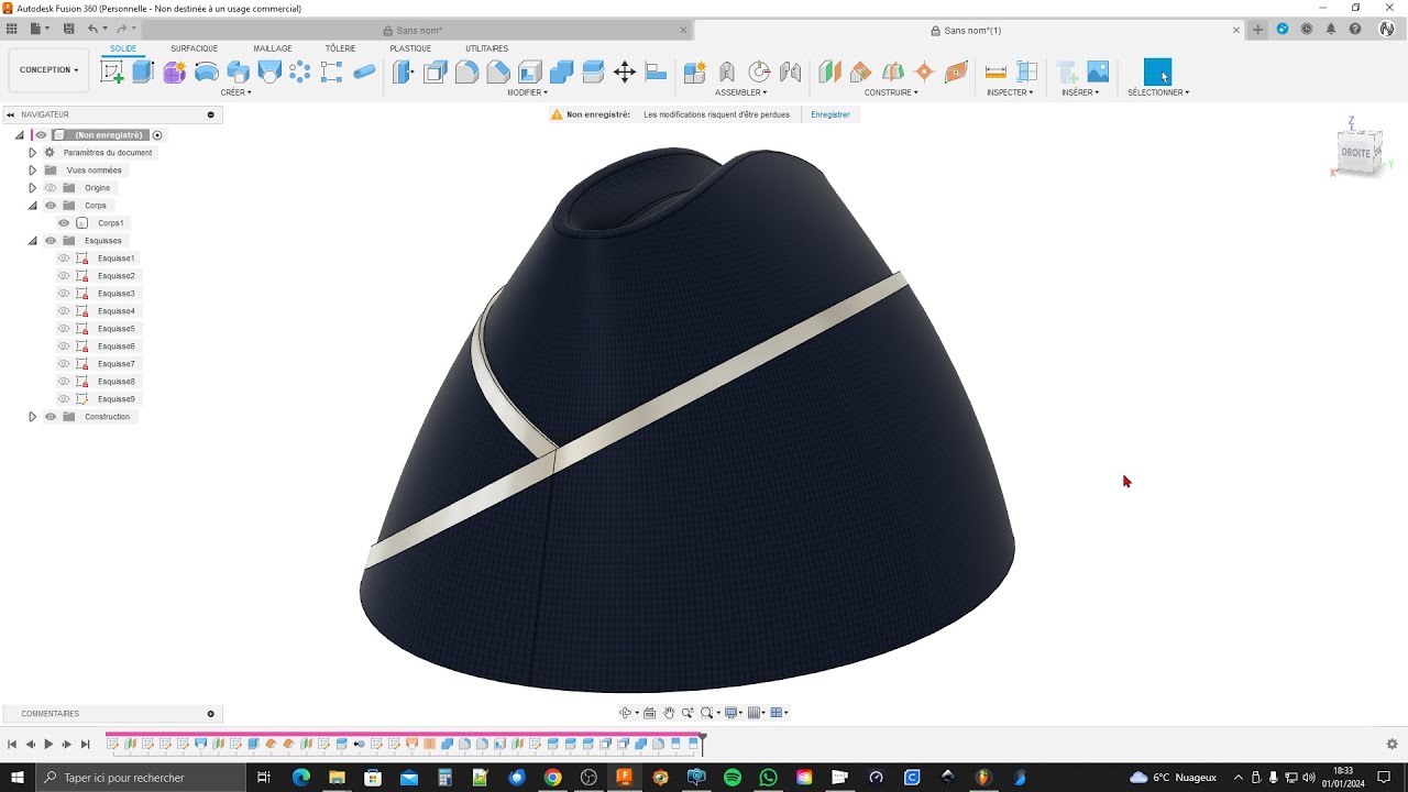 Les Tutos Fusion 360 de Manu - Un calot de gendarmerie - 